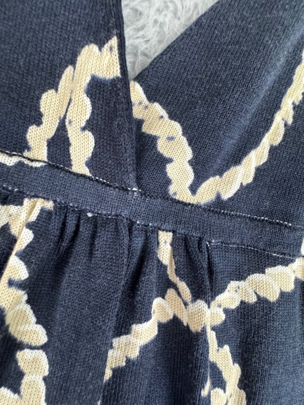 J.Crew Navy & Beige Rope Print Halter Top With Deep V-Neckline Comfort Travel - Picture 12 of 16